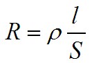 Odpor vodiče - R - odpor vodiče, ró - materiálová konstanta, l - délka vodiče, S - průřez vodiče, 